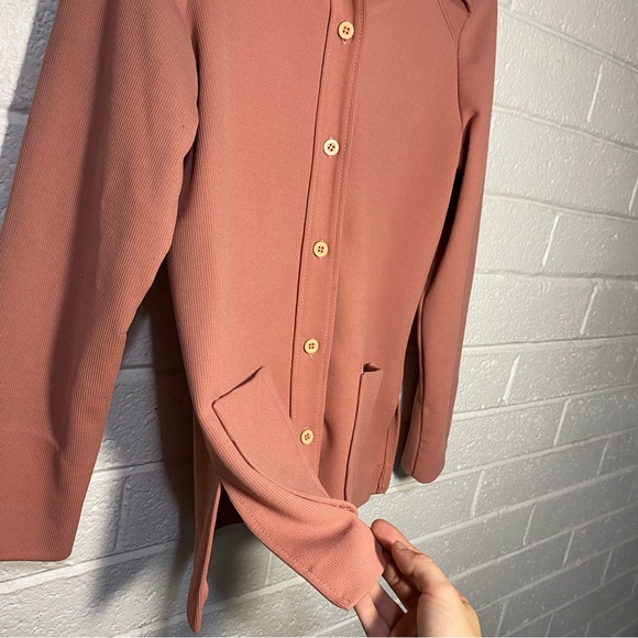 Vintage Ecco Bay Made in USA Ribbed Cardigan Blazer With Pockets Pink Button Wom - Picture 8 of 11